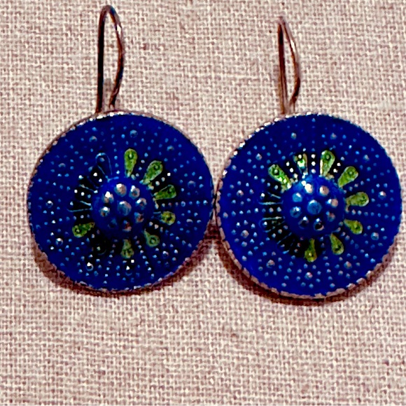 Vintage Jewelry - Vintage | Earrings | Turkish Silver Enamel in Blue & Green Earrings